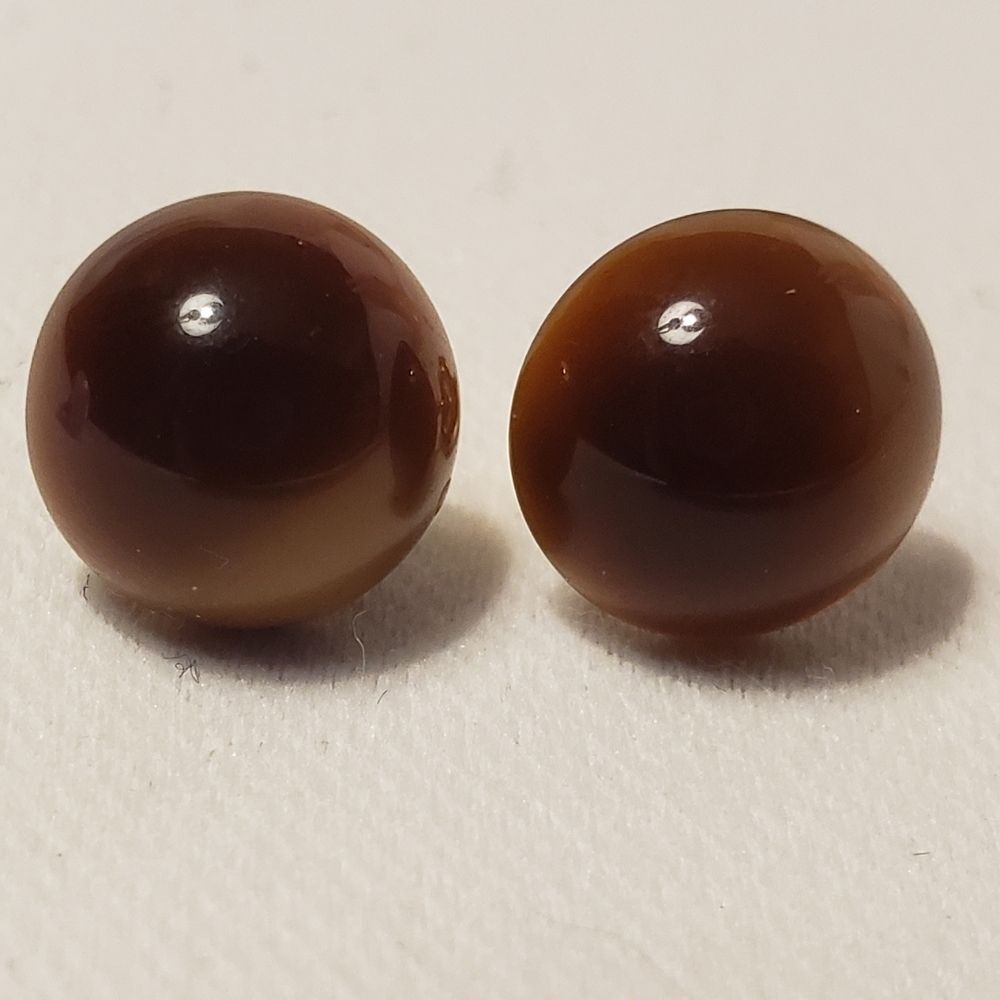 Beaded Half Dome Pierced Earrings, Brown